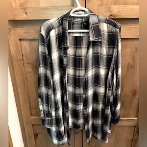 Lauren Ralph Lauren lightweight Buffalo Plaid shirt Black and White 2XL XXL